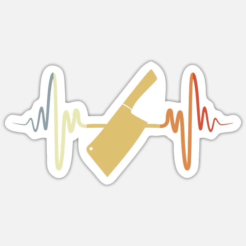 Hackbeil EKG Herzlinie - Sticker Größe S (10 x 10 cm) - Mattweiß