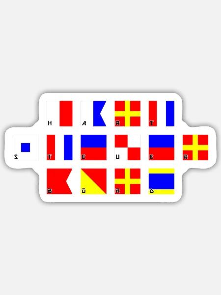 hart steuerbord im Flaggenalphabet - Sticker Größe S (10 x 10 cm) - Mattweiß