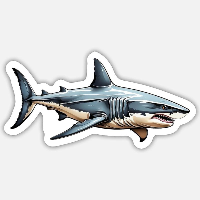 great white shark - Sticker size S (10 x 10 cm) - white matte