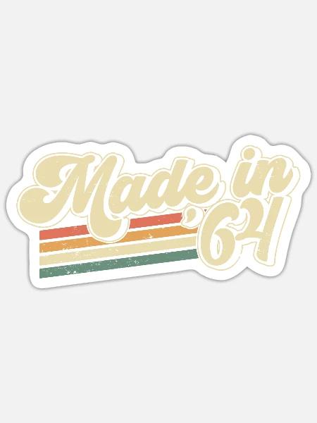 Vintage 1964 Jahrgang Geburtstag Geschenk Retro - Sticker Größe S (10 x 10 cm) - Mattweiß