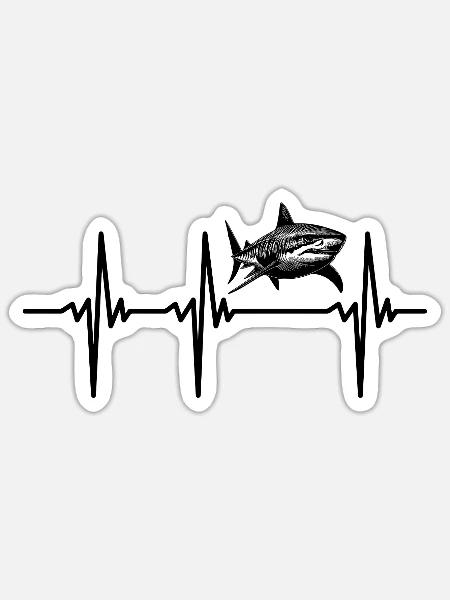 Herzschlag für Haie - Sticker Größe S (10 x 10 cm) - Mattweiß