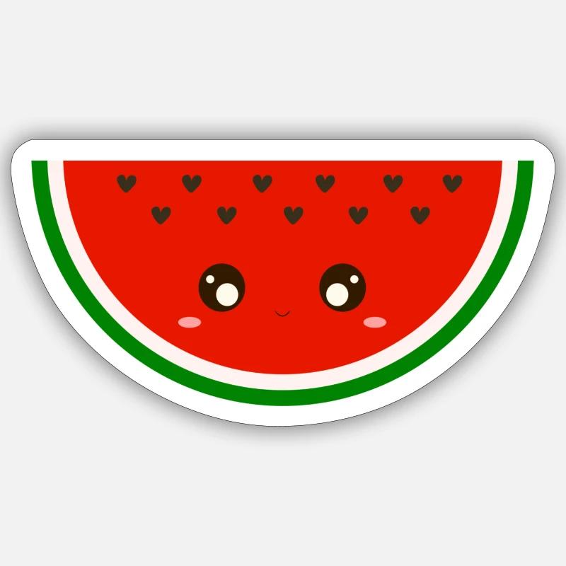 Kawaii Wassermelone - Sticker Größe S (10 x 10 cm) - Mattweiß