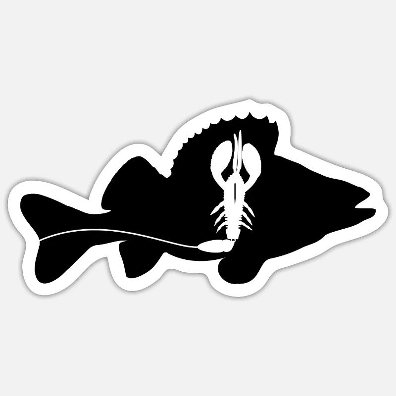 Barsch mit Creature Bait - schwarz Sticker Größe S (10 x 10 cm)