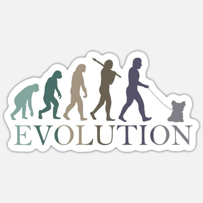 EVOLUTION Yorkshire Terrier - Sticker Größe S (10 x 10 cm) - Mattweiß
