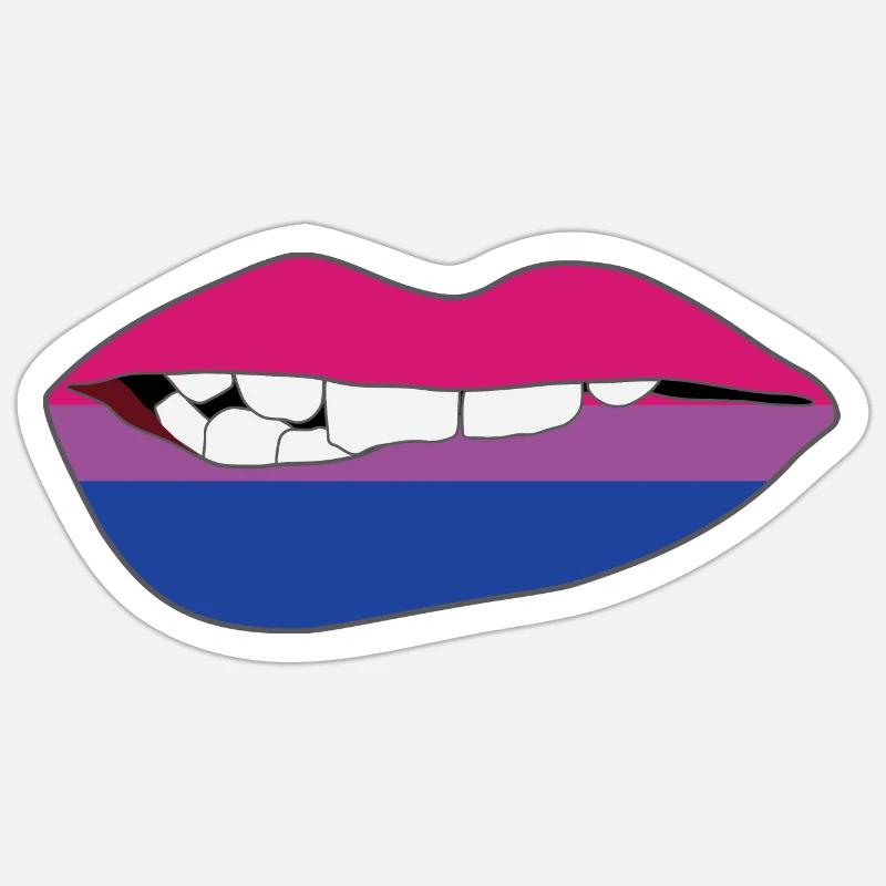 Biting Lips - Bisexual Flag Sticker size S (10 x 10 cm)