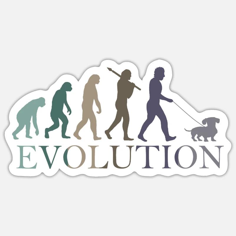 EVOLUTION OF THE RETRO DACHSHUND Sticker size S (10 x 10 cm)