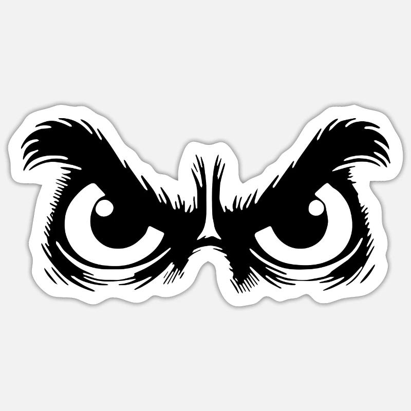 Eulen Augen mit sturem Blick - Sticker Größe S (10 x 10 cm) - Mattweiß