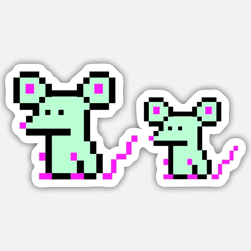 pixel mäuse 1 - Sticker Größe S (10 x 10 cm) - Mattweiß