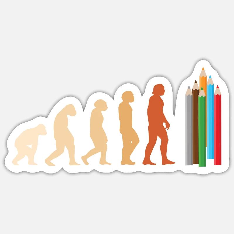 Drawer Evolution Drawing - Sticker size S (10 x 10 cm) - white matte