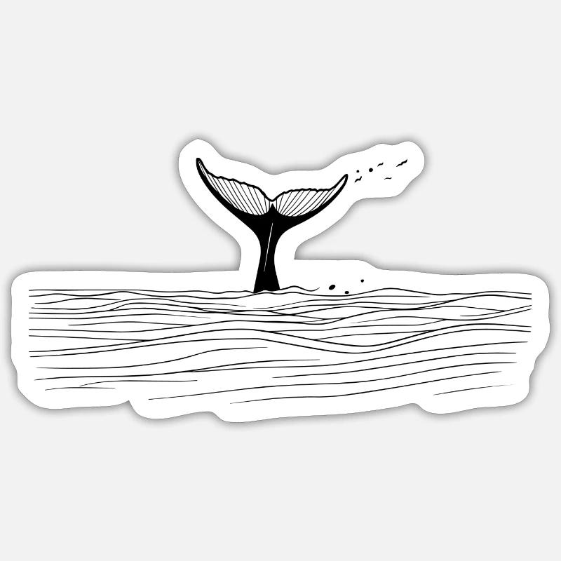 Whale Tail - Black - Sticker size S (10 x 10 cm) - white matte