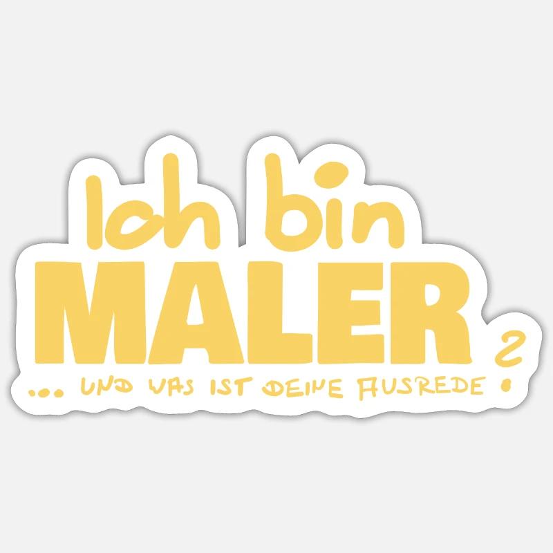 Peintre - Sticker taille S (10 x 10 cm) - blanc mat