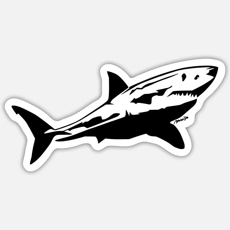 Requin - Sticker taille S (10 x 10 cm) - blanc mat