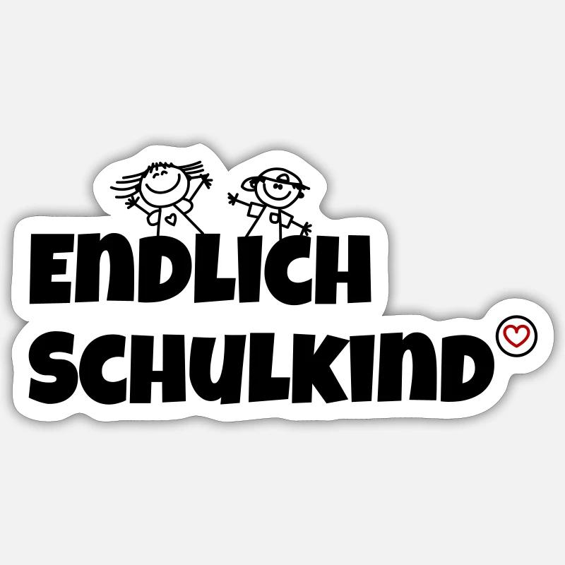 Endlich Schulkind - Sticker Größe S (10 x 10 cm) - Mattweiß