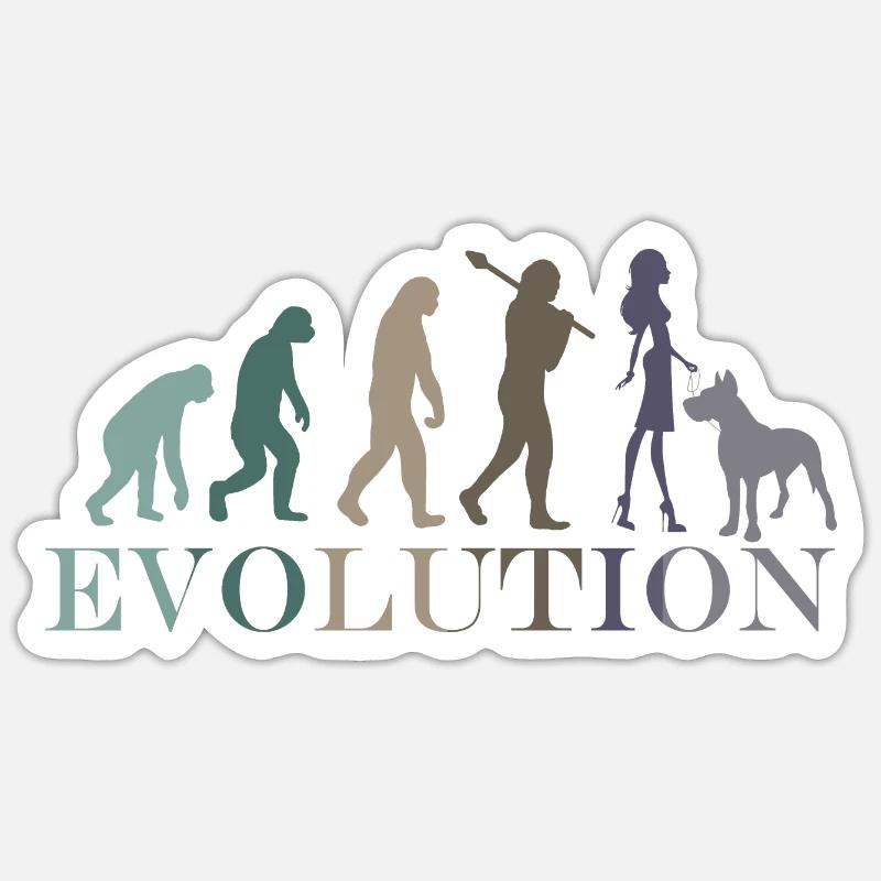 Evolution Deutsche Dogge Weiblich Retro Minimalismus - Sticker Größe S (10 x 10 cm) - Mattweiß