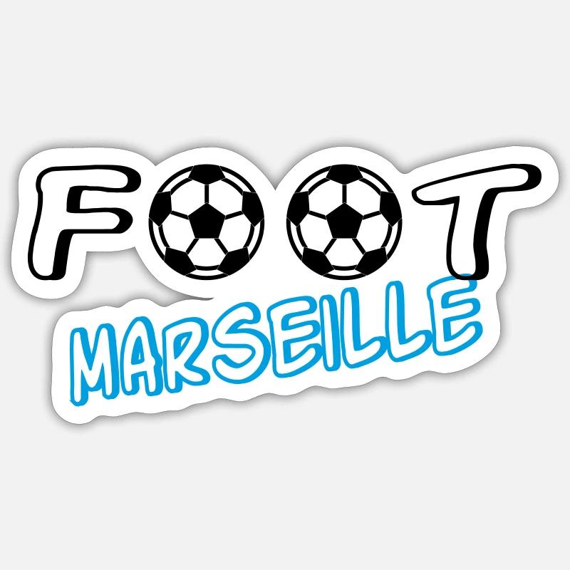 Fuß Marseille - Sticker Größe S (10 x 10 cm) - Mattweiß