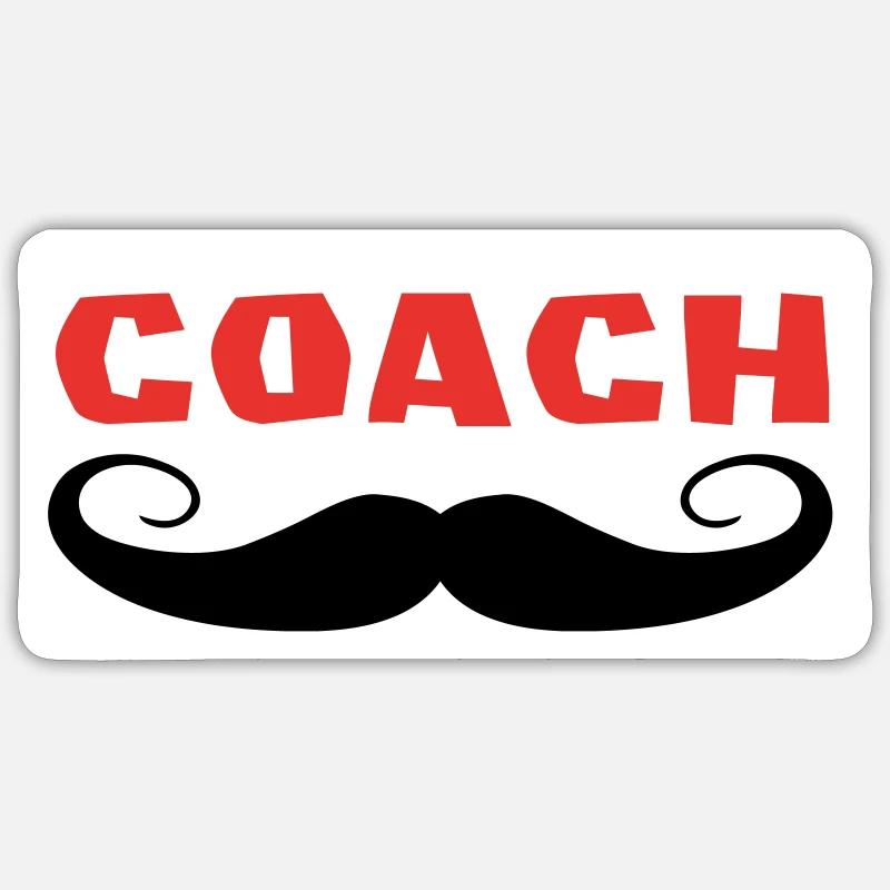 COACH Schnurrbart - Sticker Größe S (10 x 10 cm) - Mattweiß