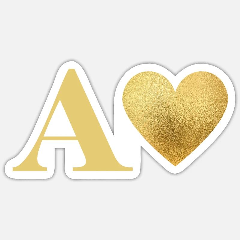 Brief mit goldenem Herz - Sticker Größe S (10 x 10 cm) - Mattweiß