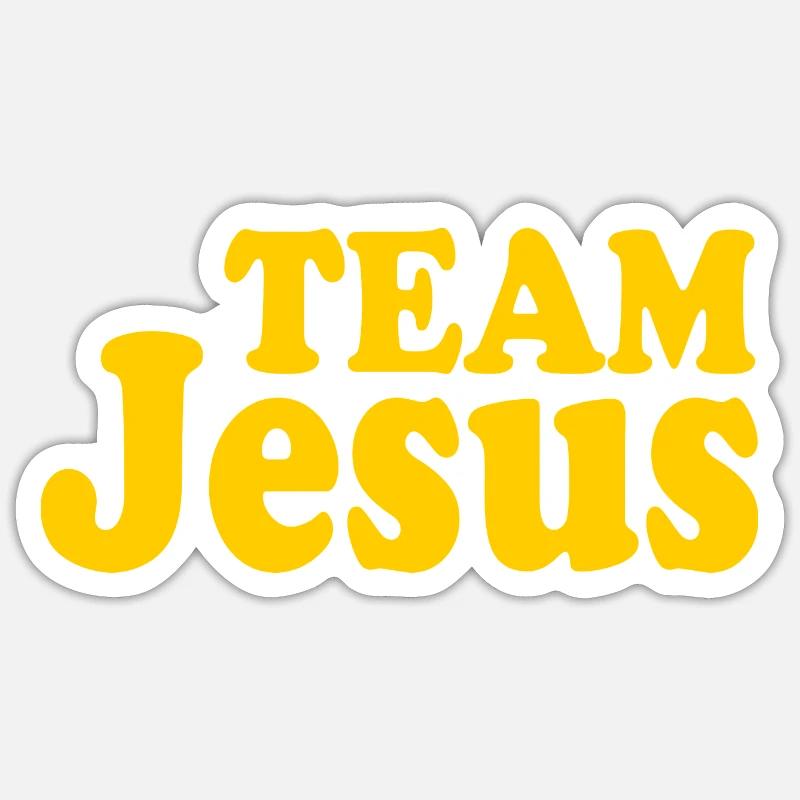 Team jesus - Sticker taille S (10 x 10 cm) - blanc mat