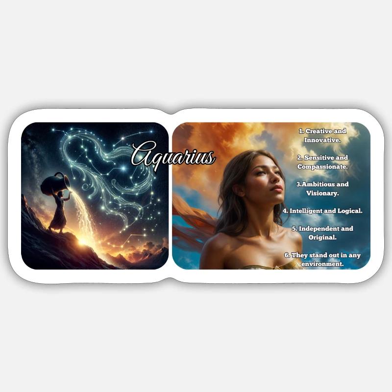Verseau - Sticker taille S (10 x 10 cm) - blanc mat