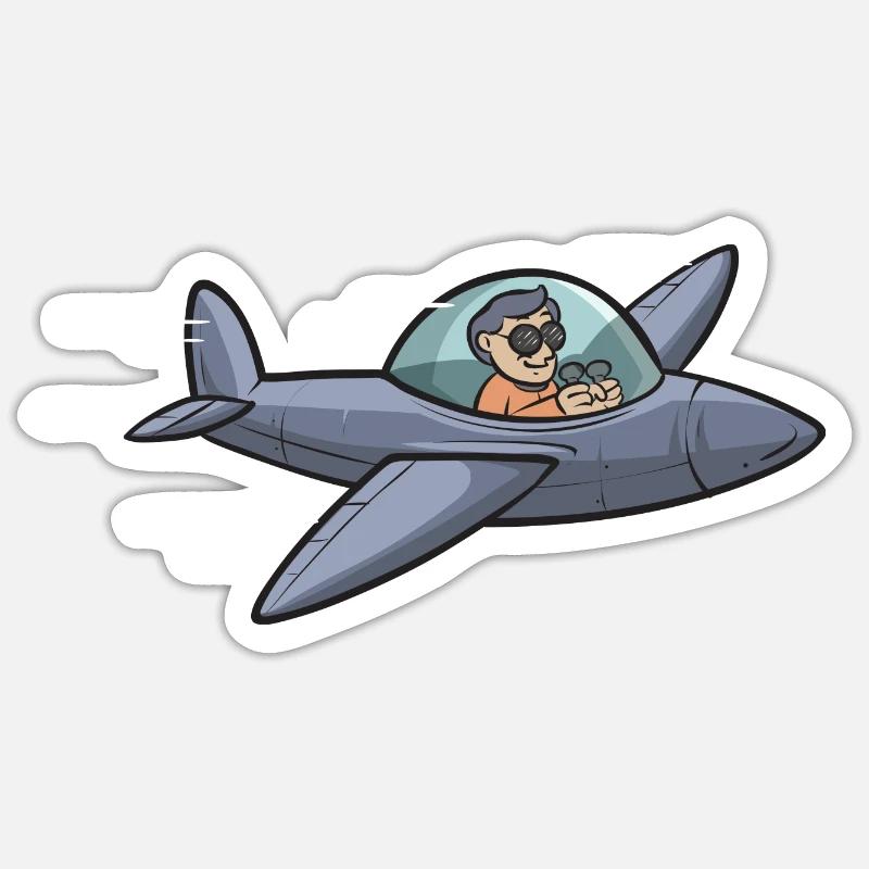 Kinder Flugzeug Geburtstag Pilot Sticker Größe S (10 x 10 cm)
