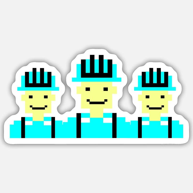 bauarbeiter pixel 02 - Sticker Größe S (10 x 10 cm) - Mattweiß