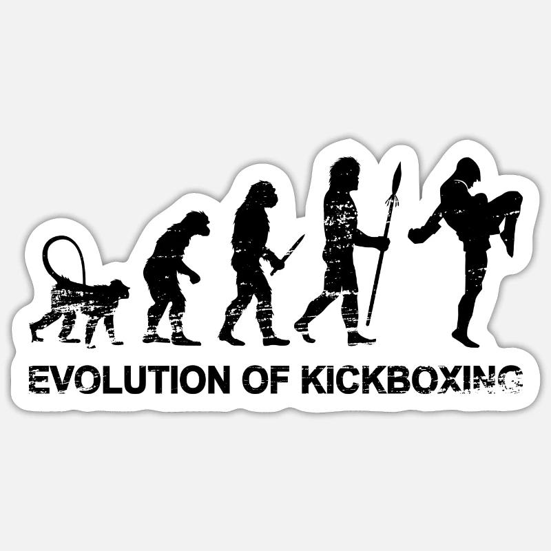 Évolution du kickboxing - Sticker taille S (10 x 10 cm) - blanc mat