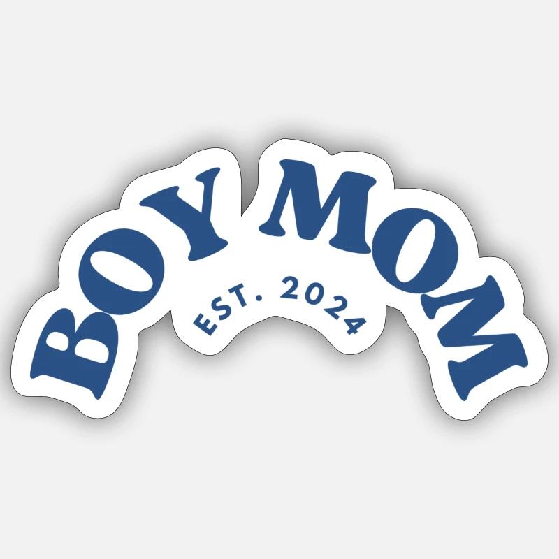 Boy Mom est. 2024 - Sticker Größe S (10 x 10 cm) - Mattweiß
