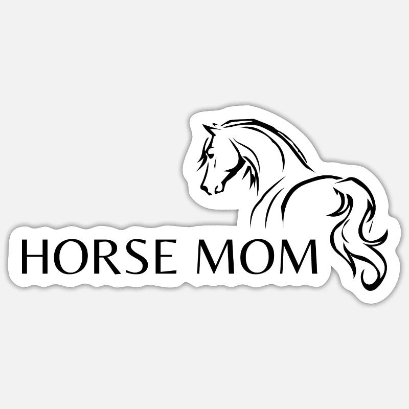 CHEVAL MOM texte noir 2 - Sticker taille S (10 x 10 cm) - blanc mat