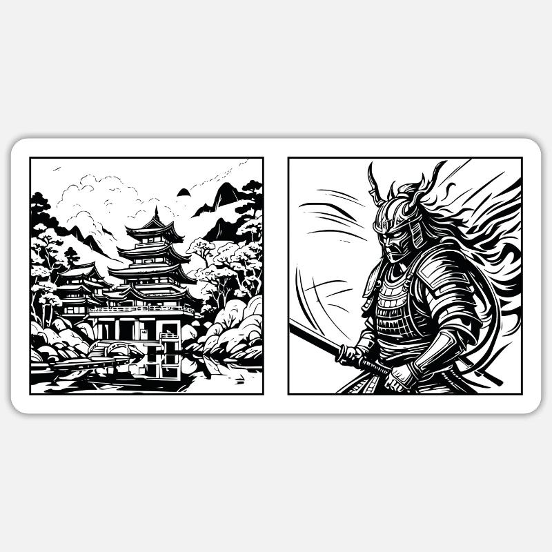 Tempel der Samurai - Sticker Größe S (10 x 10 cm) - Mattweiß