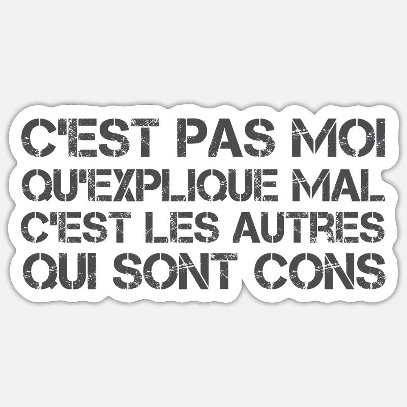 C'est pas moi qu'explique mal - Sticker taille S (10 x 10 cm) - blanc mat
