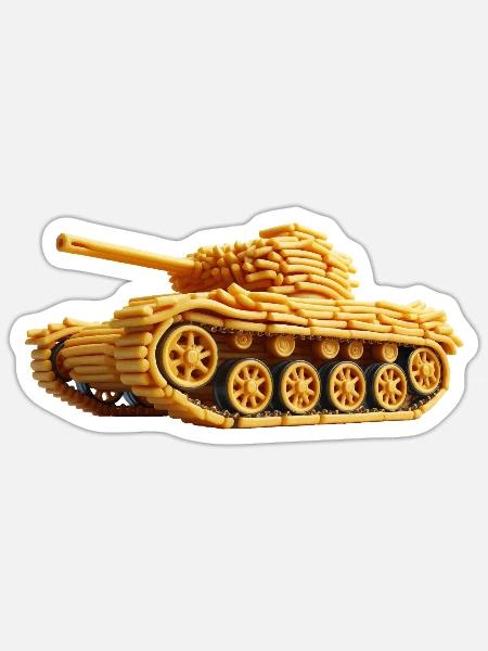 Pommes Panzer | Fries Tank - Sticker Größe S (10 x 10 cm) - Mattweiß