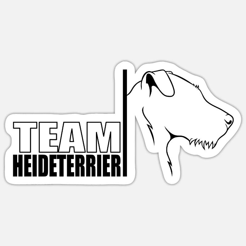 TEAM Heideterrier Hunde Hund Wilsigns - Sticker Größe S (10 x 10 cm) - Mattweiß
