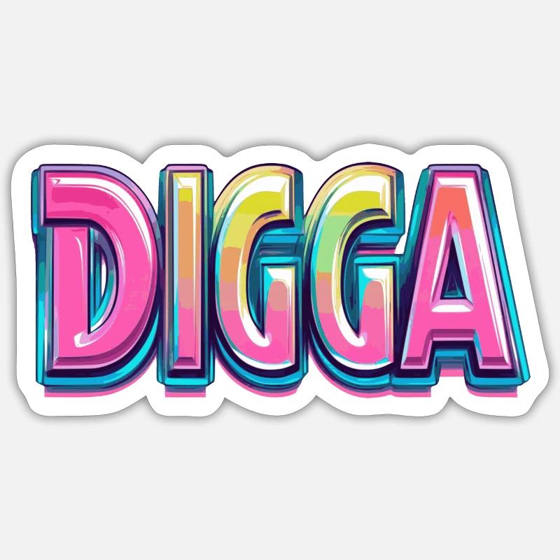 DIGGA - Sticker Größe S (10 x 10 cm) - Mattweiß