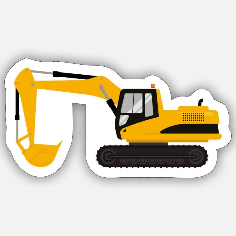 Bagger Baumaschine Baustelle Bauarbeiter Sticker Größe S (10 x 10 cm)