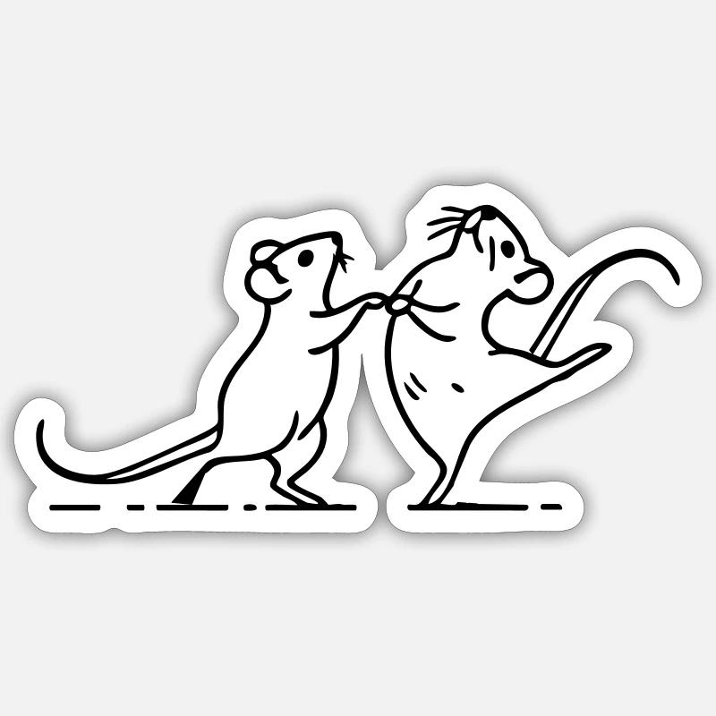 dancing white mice Sticker size S (10 x 10 cm)