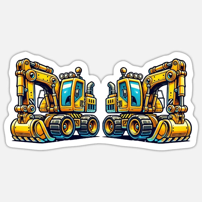 Bagger - Sticker Größe S (10 x 10 cm) - Mattweiß