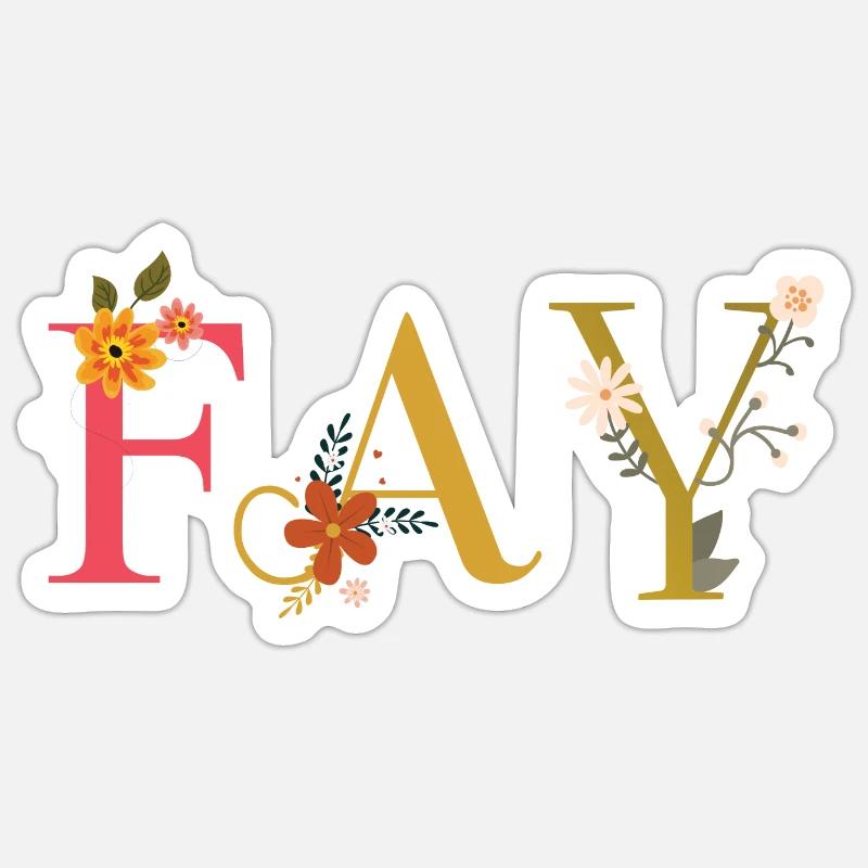 FAY Name mit Blumen geschmückt - Sticker Größe S (10 x 10 cm) - Mattweiß