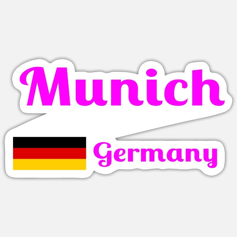 Munich Germany- Stylish prints - Sticker size S (10 x 10 cm) - white matte