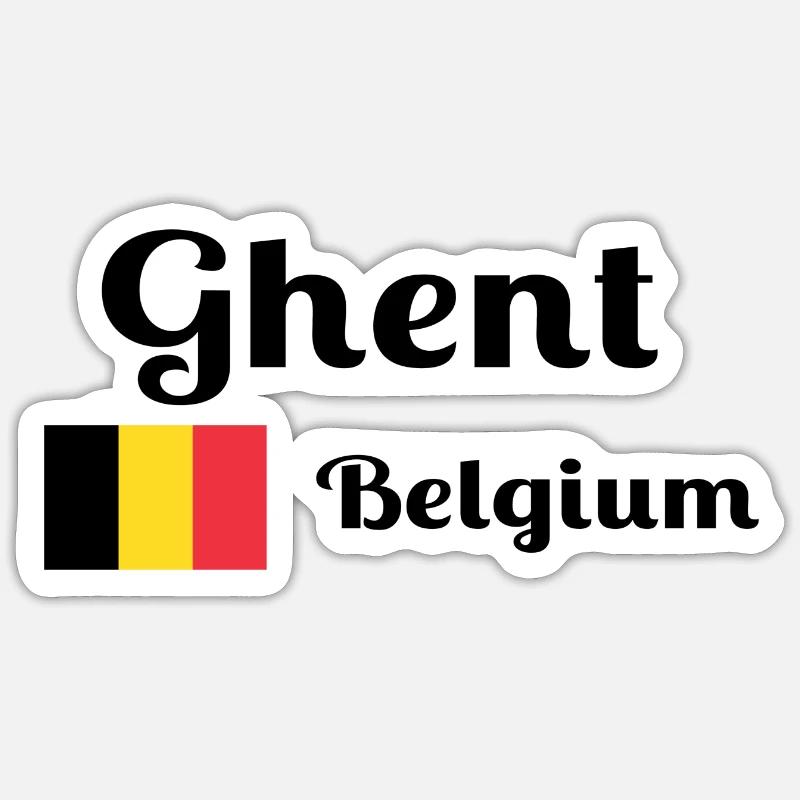 Gand, Belgique - Imprimés élégants - Sticker taille S (10 x 10 cm) - blanc mat