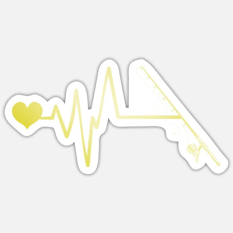 Canne à pêche Heartbeat - Sticker taille S (10 x 10 cm) - blanc mat