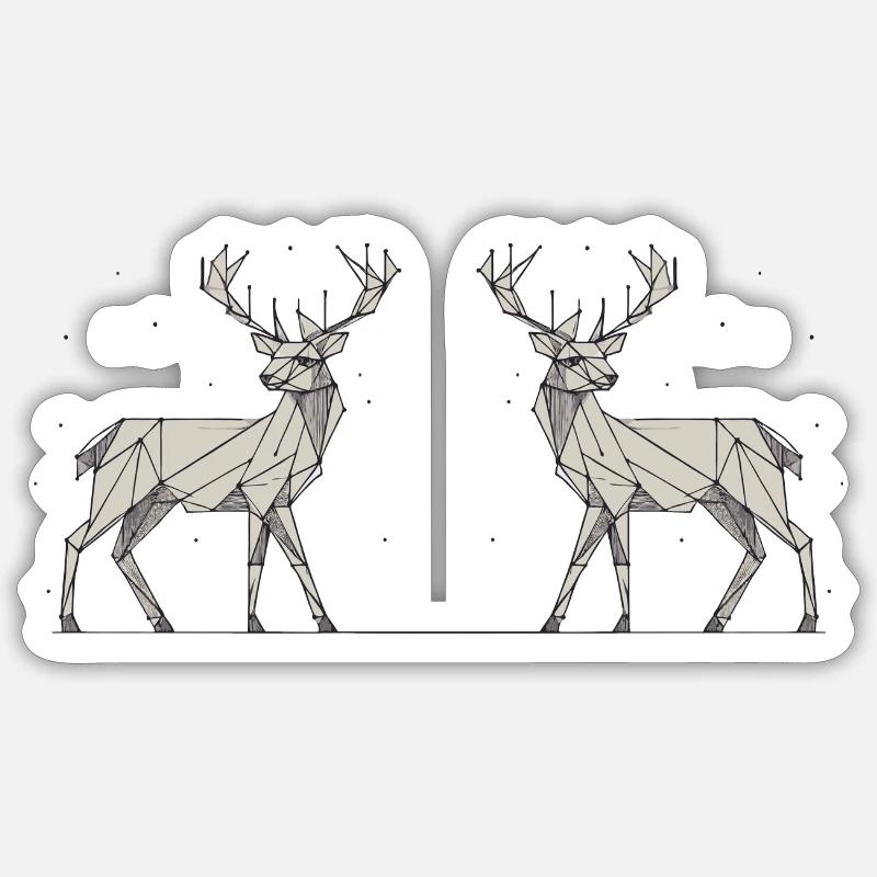 Hirsch 2 grau Schnee - Sticker Größe S (10 x 10 cm) - Mattweiß