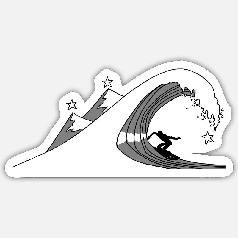 Star Surfing - Sticker size S (10 x 10 cm) - white matte
