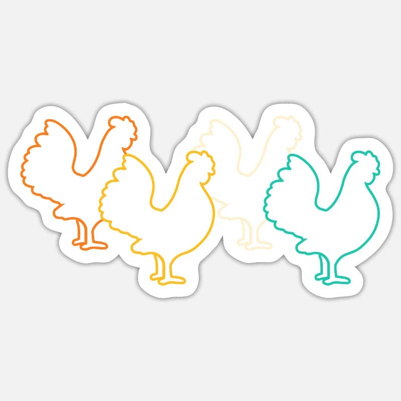 Hühner Hahn - Sticker Größe S (10 x 10 cm) - Mattweiß