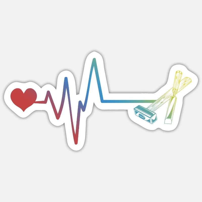 Marteau Outil Pulse Heartbeat - Sticker taille S (10 x 10 cm) - blanc mat