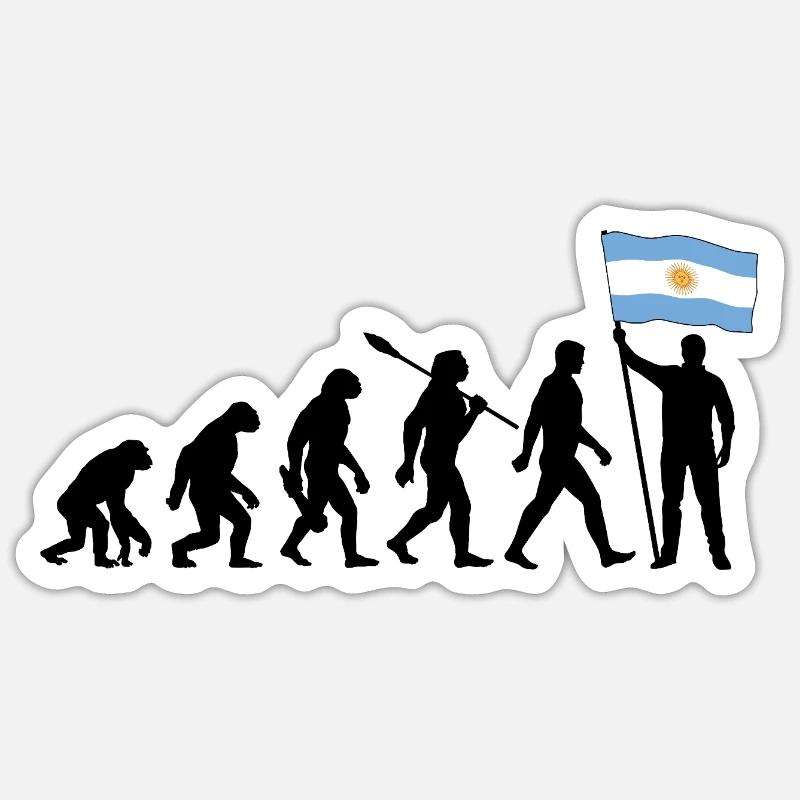 Evolution - Flagge Argentinien - Nation - Sticker Größe S (10 x 10 cm) - Mattweiß
