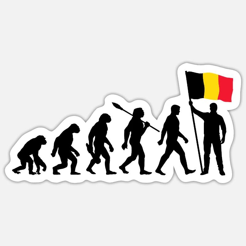Belgien - Evolution - Flagge - Nation - Sticker Größe S (10 x 10 cm) - Mattweiß