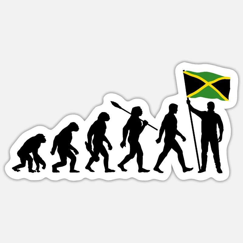 Jamaica - Evolution - Flagge - Nation - Sticker Größe S (10 x 10 cm) - Mattweiß