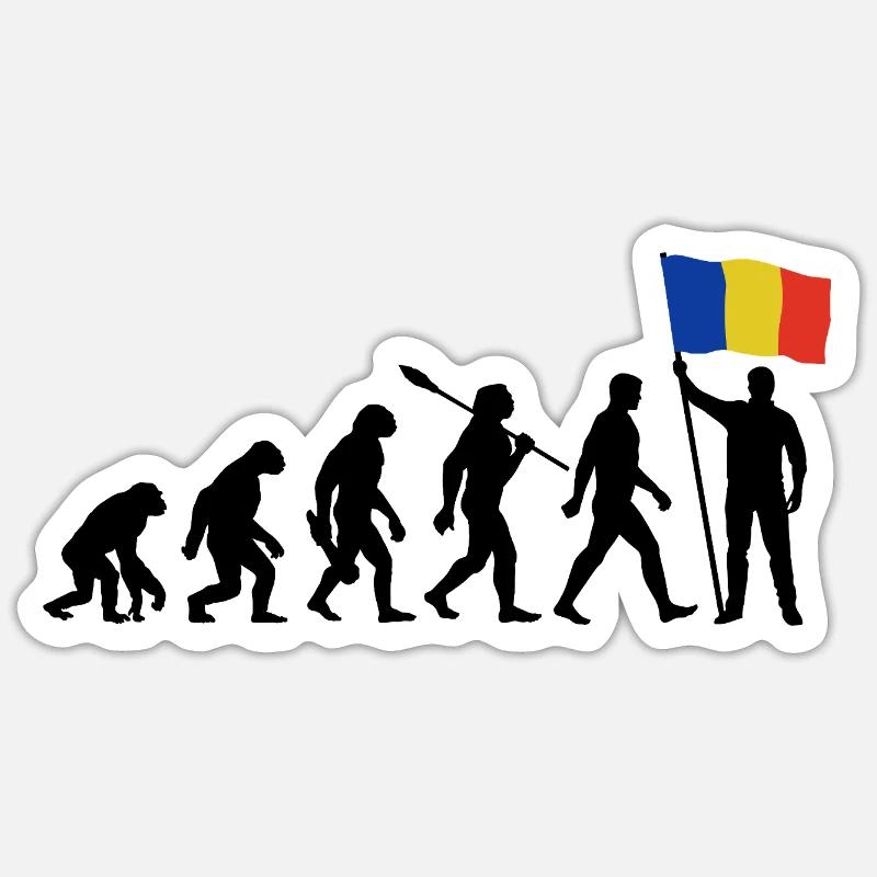 Rumänien - Evolution - Flagge - Nation - Sticker Größe S (10 x 10 cm) - Mattweiß