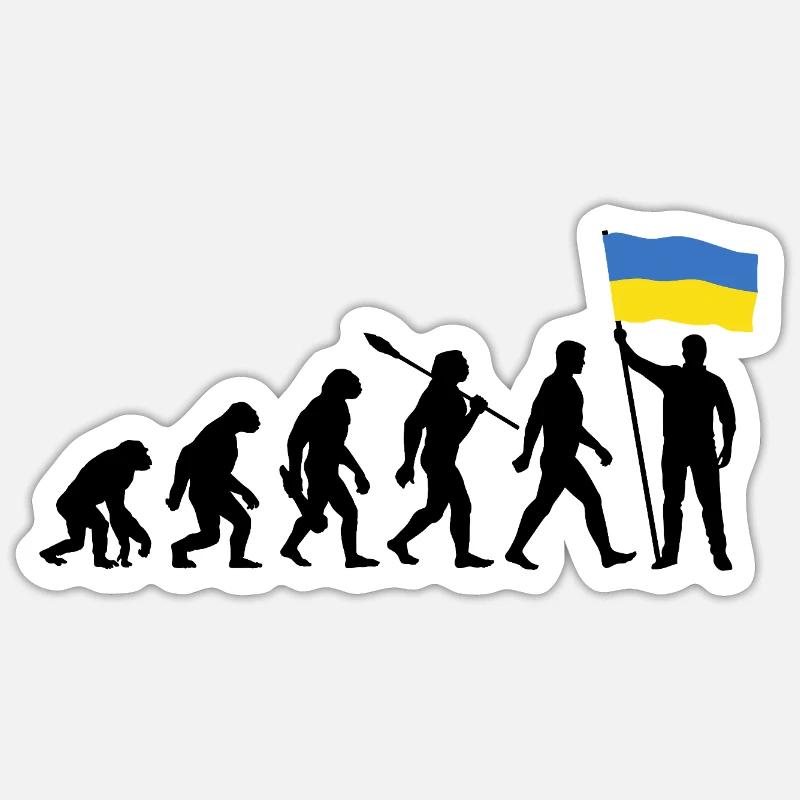 Ukraine - Evolution - Flag - Nation - Sticker size S (10 x 10 cm) - white matte