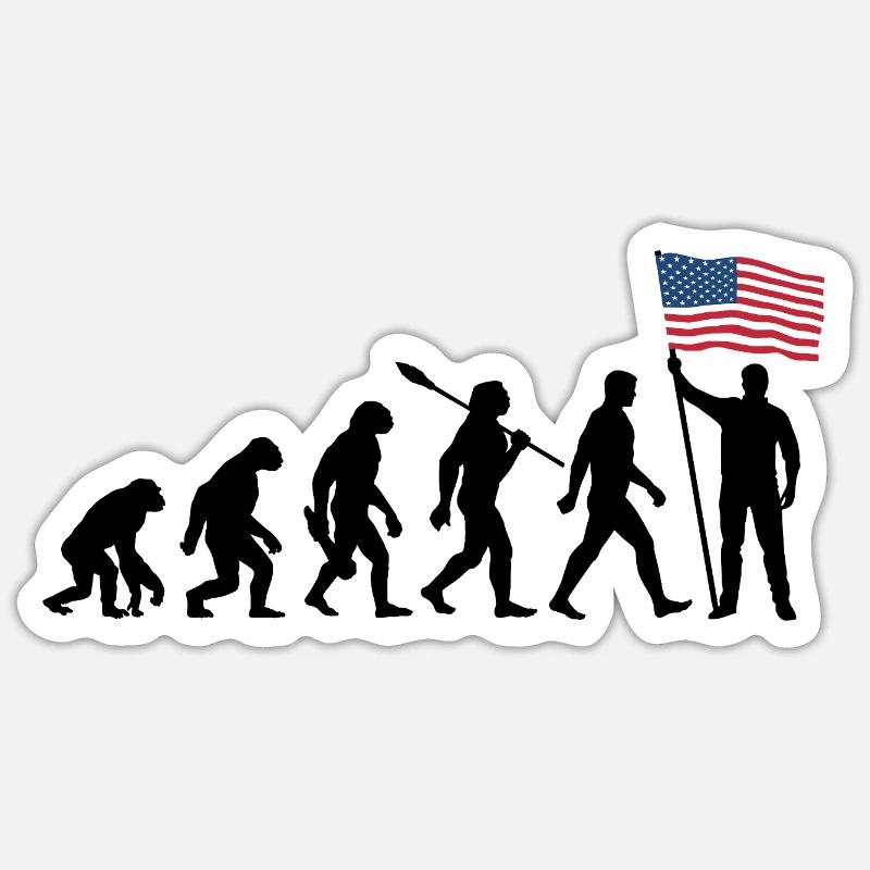 Amérique - États-Unis - Evolution - Drapeau - Nation Sticker taille S (10 x 10 cm)